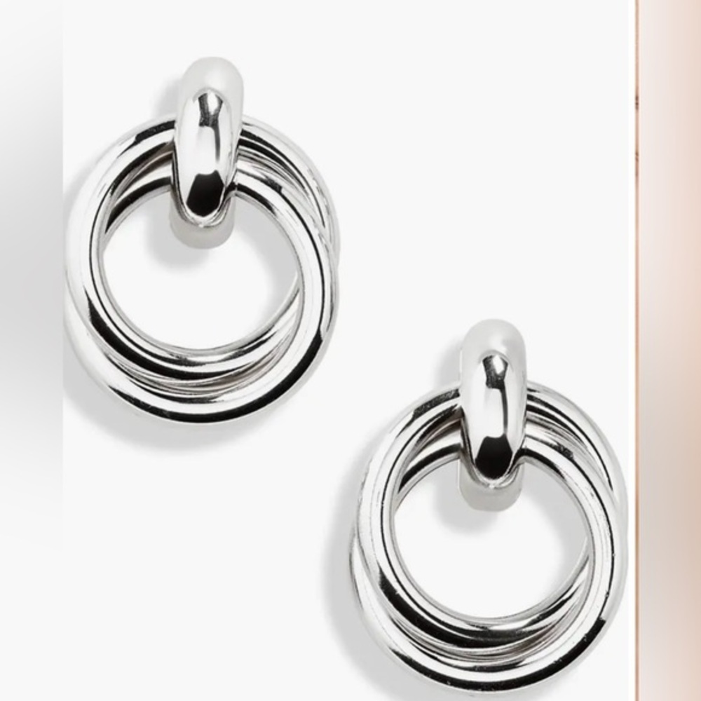 Double ring drop earrings Polished Silver Earring